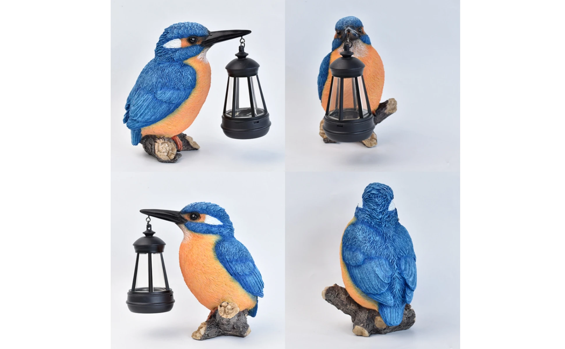 Solar Kingfisher Statue Resin Hanging Lantern Bird Bird Statue Light Realistic Design Outdoor Decor Weatherproof for Yard, Patio
