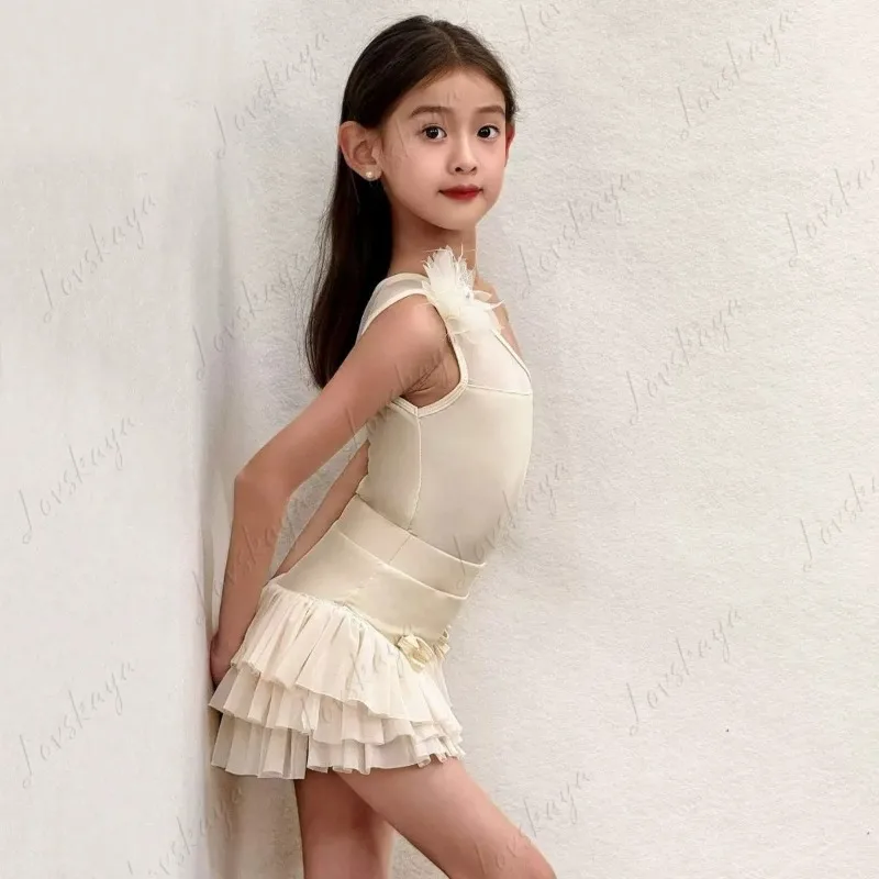 Premium Aesthetic Girls Latin Dance Dress Kids Professional Training Wear