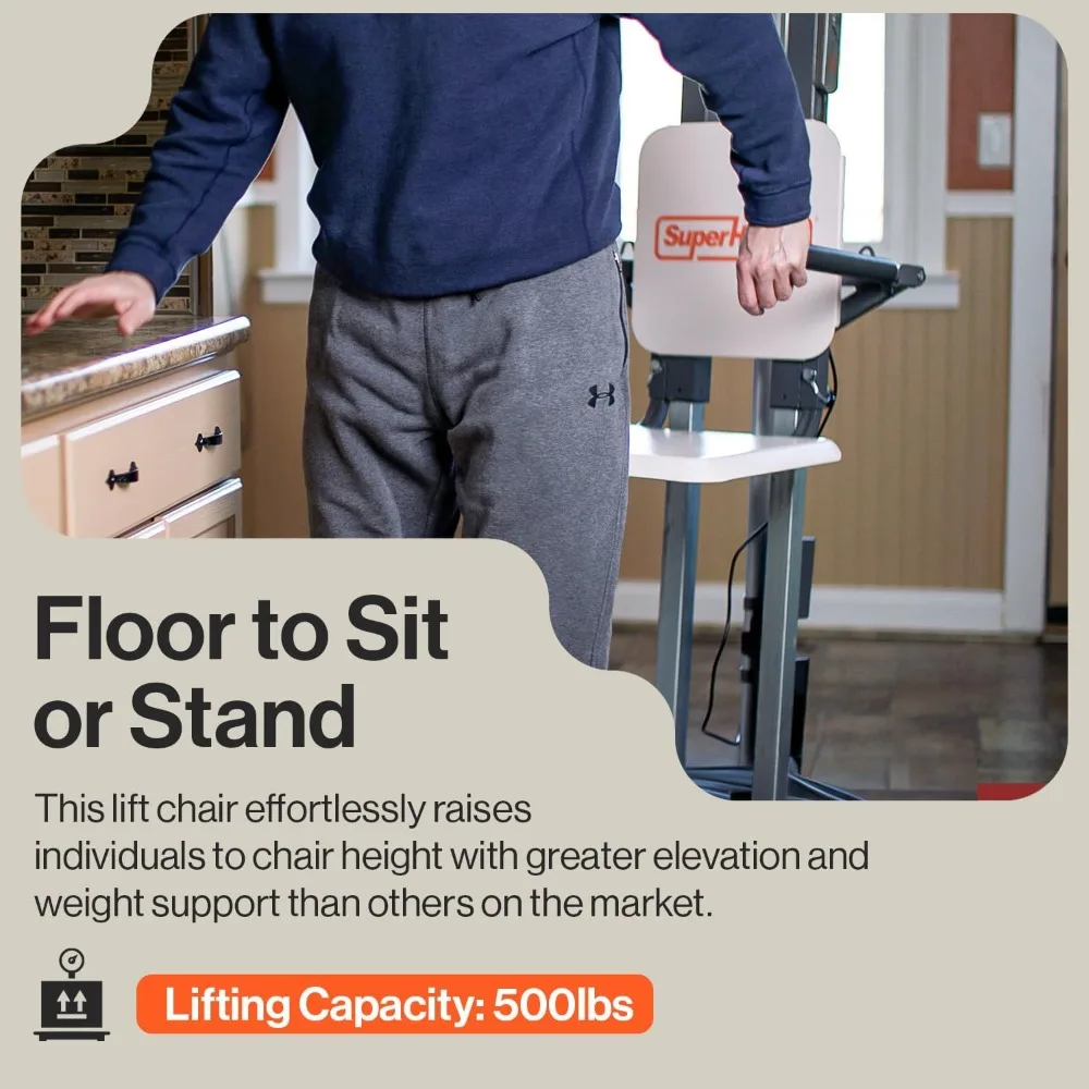 Electric Floor to Stand Lift for Seniors and People with Disabilities 500 Lbs Capacity Standing Assistance Portable