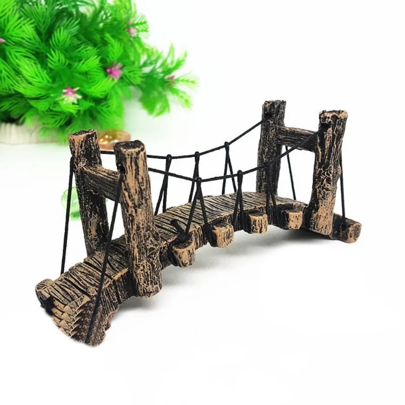 1pc Cute Fake Aquarium Water Bridge Ornament Fish Tank Synthetic Resin Crafts Aquarium Micro Landscape Decor