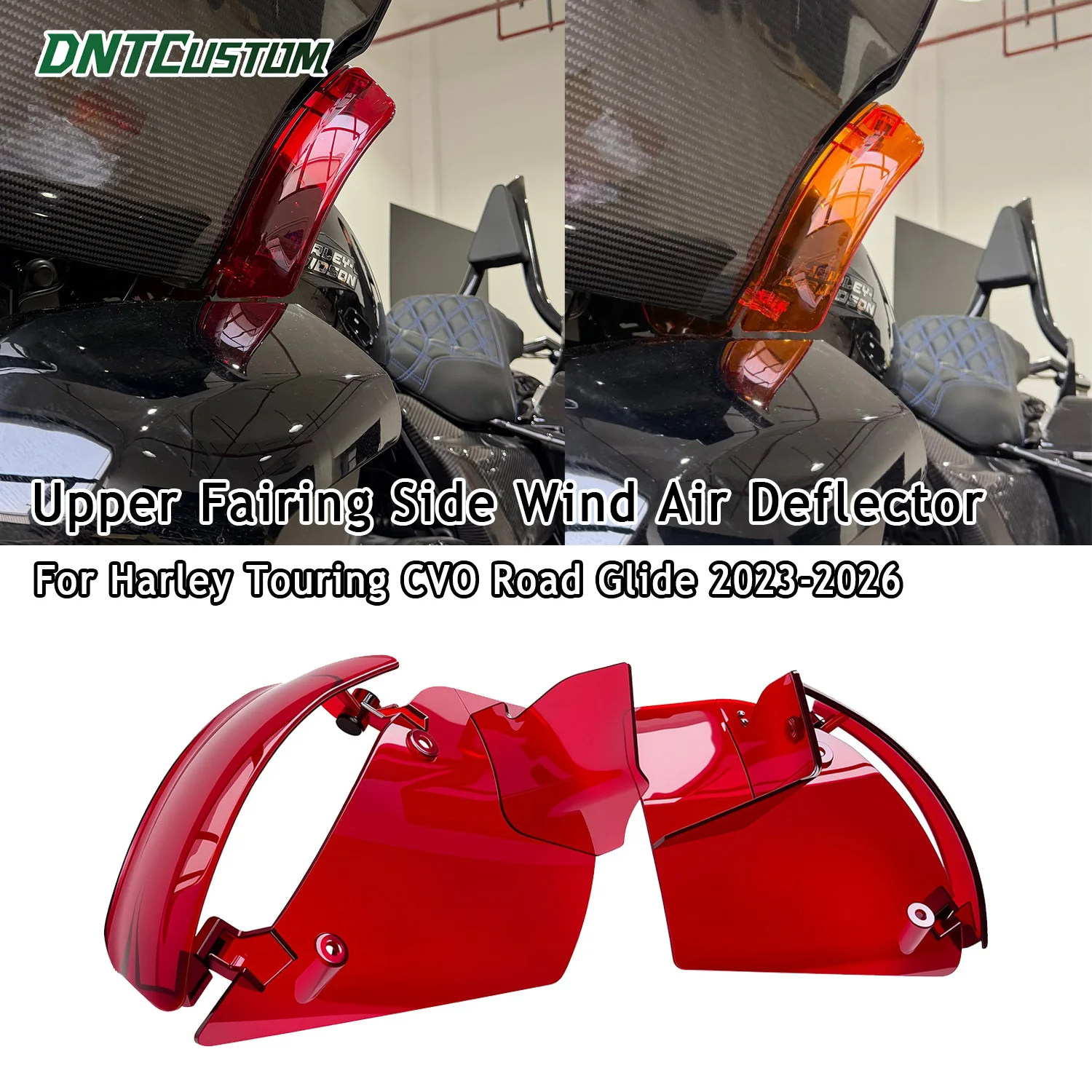 

DNTCUSTOM Upper Fairing Colored Side Wind Air Deflector PC For Harley Touring CVO Road Glide 2023-2026 Motorcycle Accessories