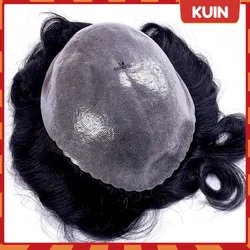 Men's Capillary Prosthesis Wig for Man V Loop 0.1mm Thin Skin Men Toupee PU Hairpiece Natural Human Hair Replacement System Unit