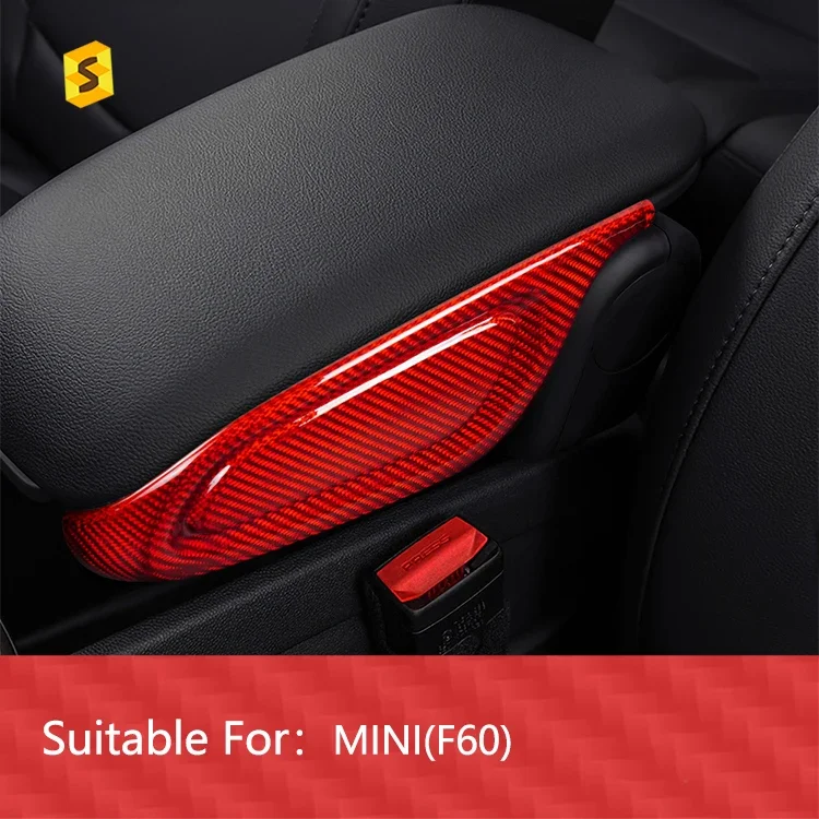 ES Dry Real Carbon Fiber Car Interior Trim Carbon Fiber Armrest Box Top Cover For MINI F60 Car Accessories