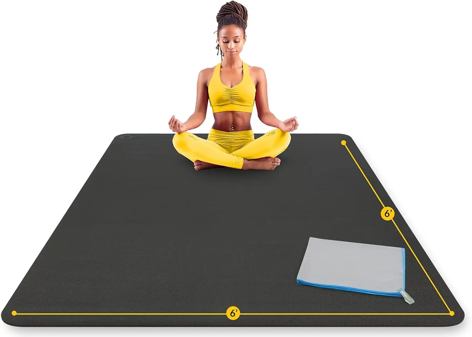 Large Yoga Mat 6 x 6 ft - 8mm Extra Thick, Durable, Comfortable, Non-Slip & Odorless Premium Square Yoga and Pilates Mat for Hom