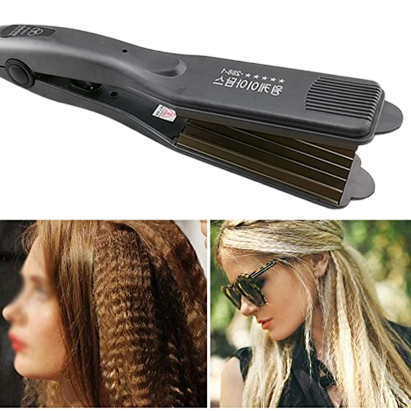 Professional Fluffy Hair Curler Corrugated Plate Wave Iron Flat Iron Fast Curling with Temperature Control Waving Styling Tool