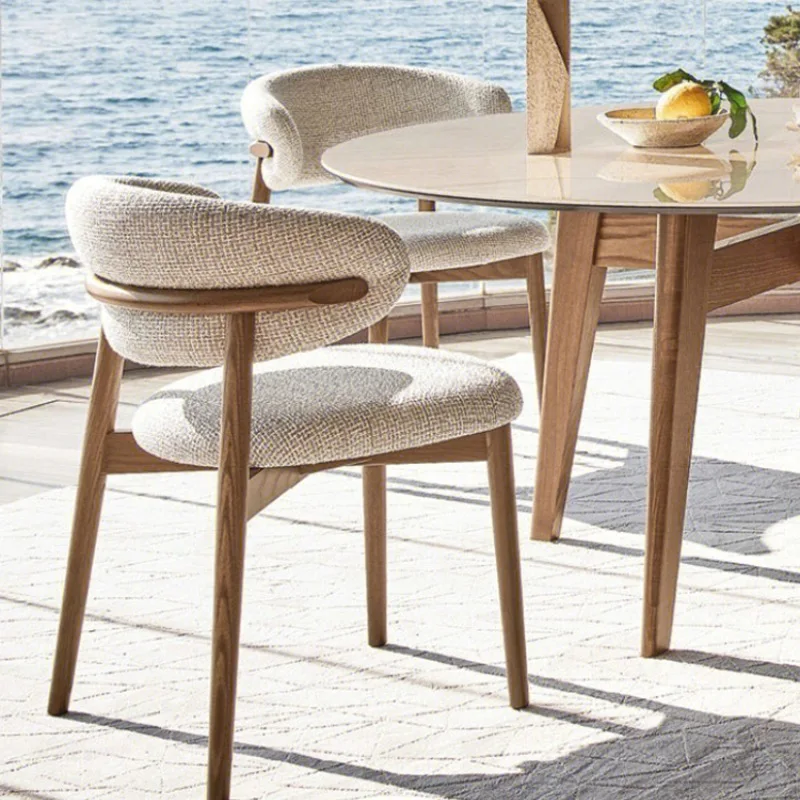 Nordic Solid Wood Dining Chairs Modern Minimalist Fabric Chairs Hotel Back Chairs Home cushions sillas comedor furnitures