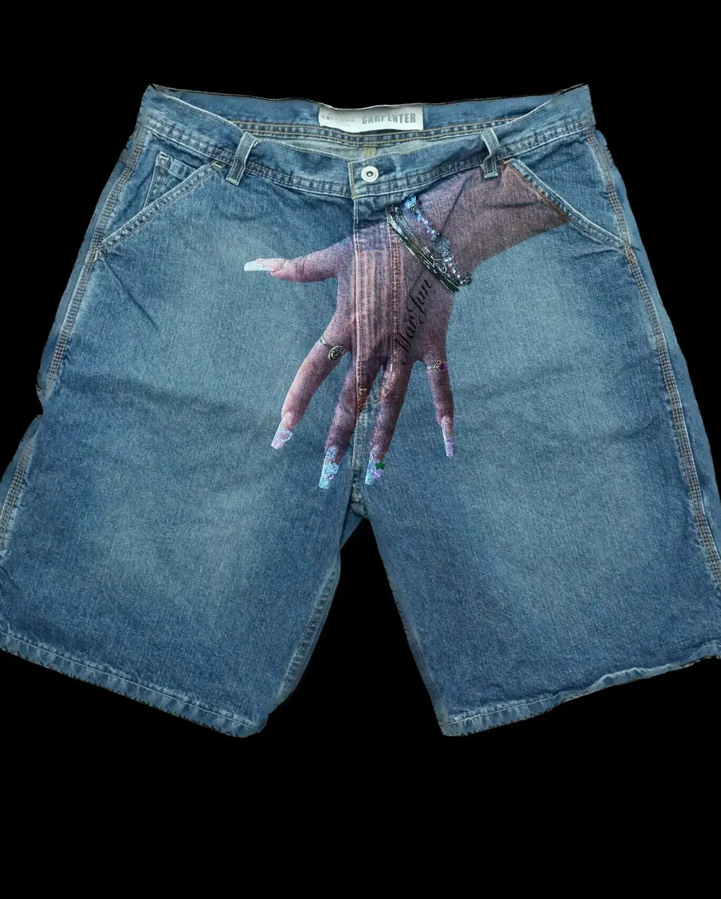 Calções de ginástica denim para homens calças hip hop, calções de basquete gráfico Y2K, moletom gótico, calças largas, azul retrô, Harajuku, novas