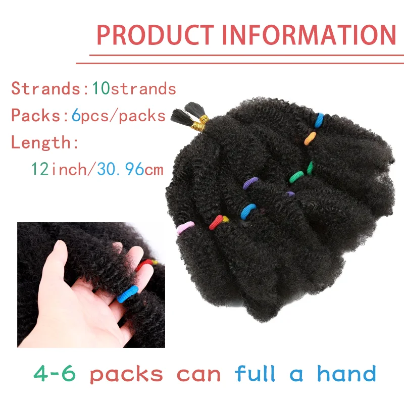 Afro Kinky Twist Hair 6แพ็คPreยืดผมMarley Braidingผมฤดูใบไม้ผลิTwist Crochet Braidsสังเคราะห์ผม(1B)