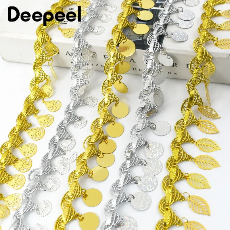 2/5Yard Deepeel 3-5.5cm Sequins Hanging Tassel Fringe Trim Ribbon Dress Clothes Decorative lace Fabric Trimming Sewing Accessory