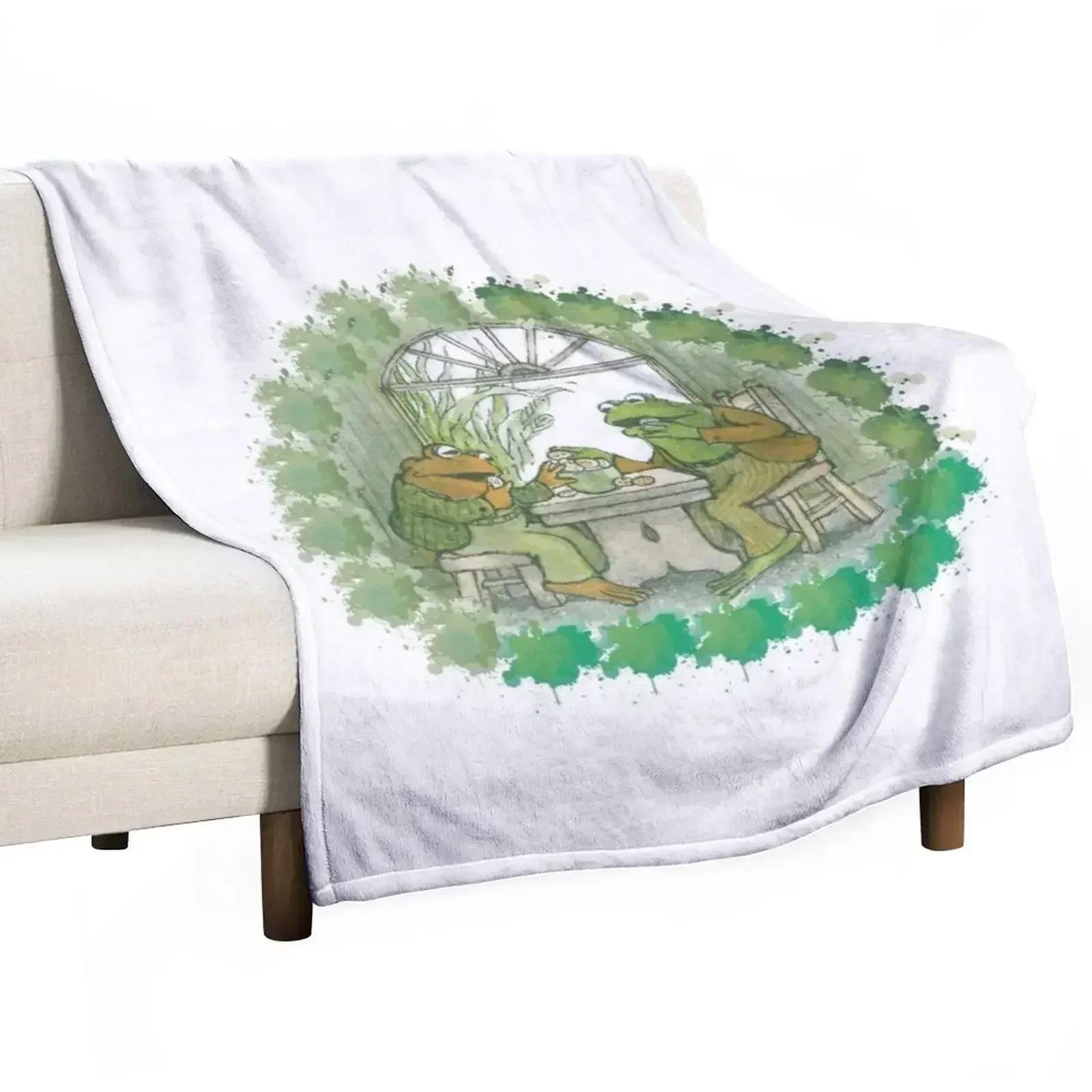 Frog and toad on table Throw Blanket All Season Lightweight Soft Blanket for Bed