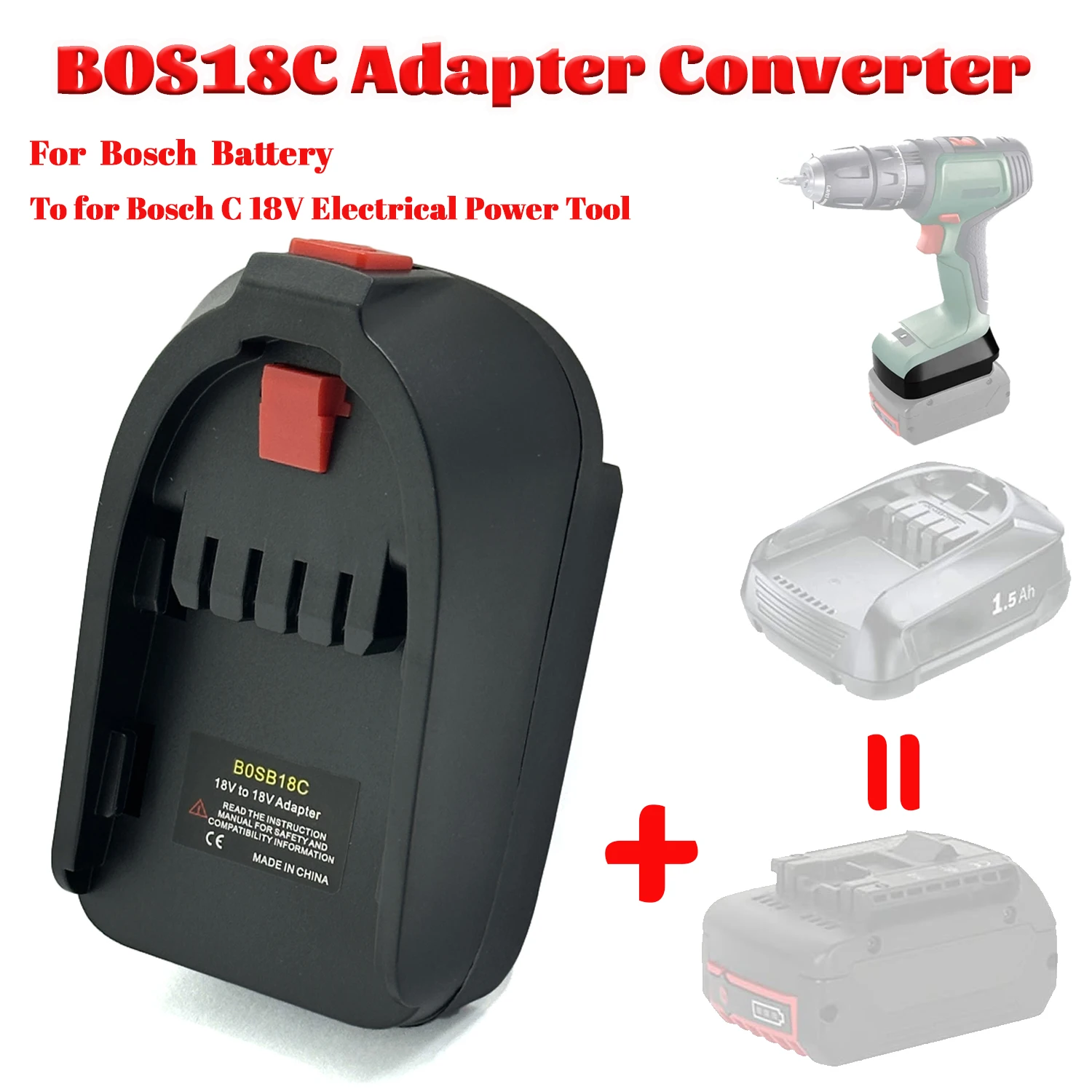 BOSB18C Battery Adapter Converter For Bosch 18V Professional Lithium Battery BAT618 To For Bosch Green 18V Household Power Tools