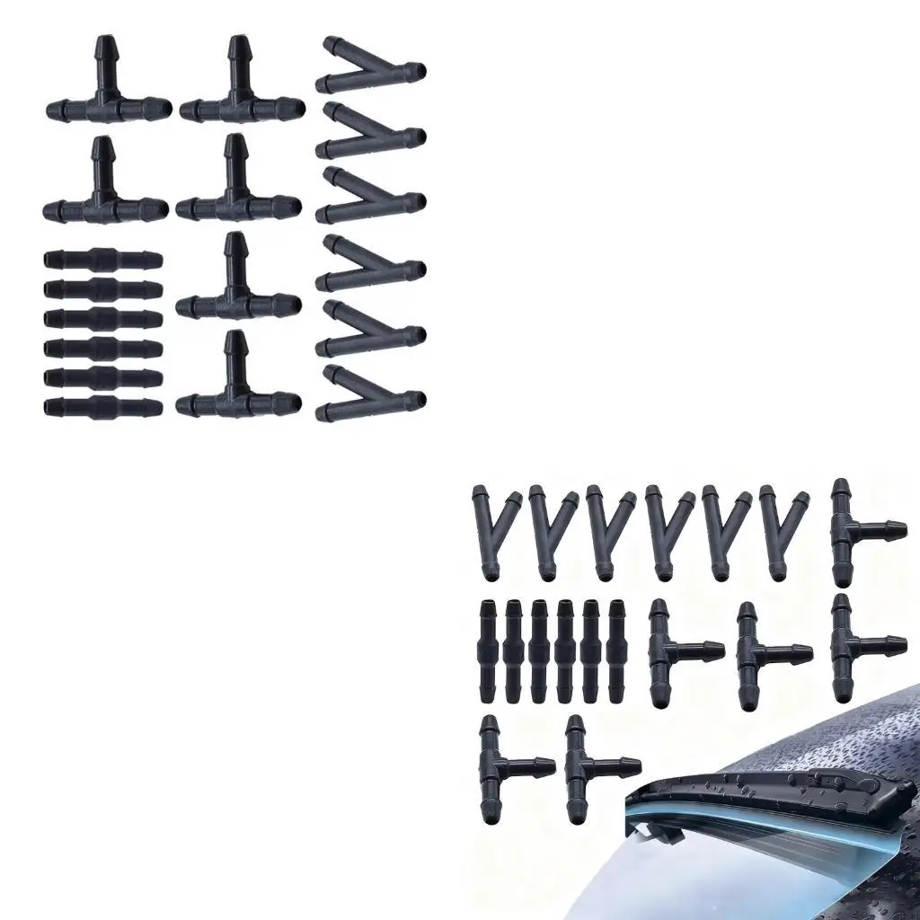 F1CF 18PCS Universal Car Windshield Hose Connectors 3 Way Joints Cleaning Hose Fitting Easy to Use for Washer Nozzle Lines