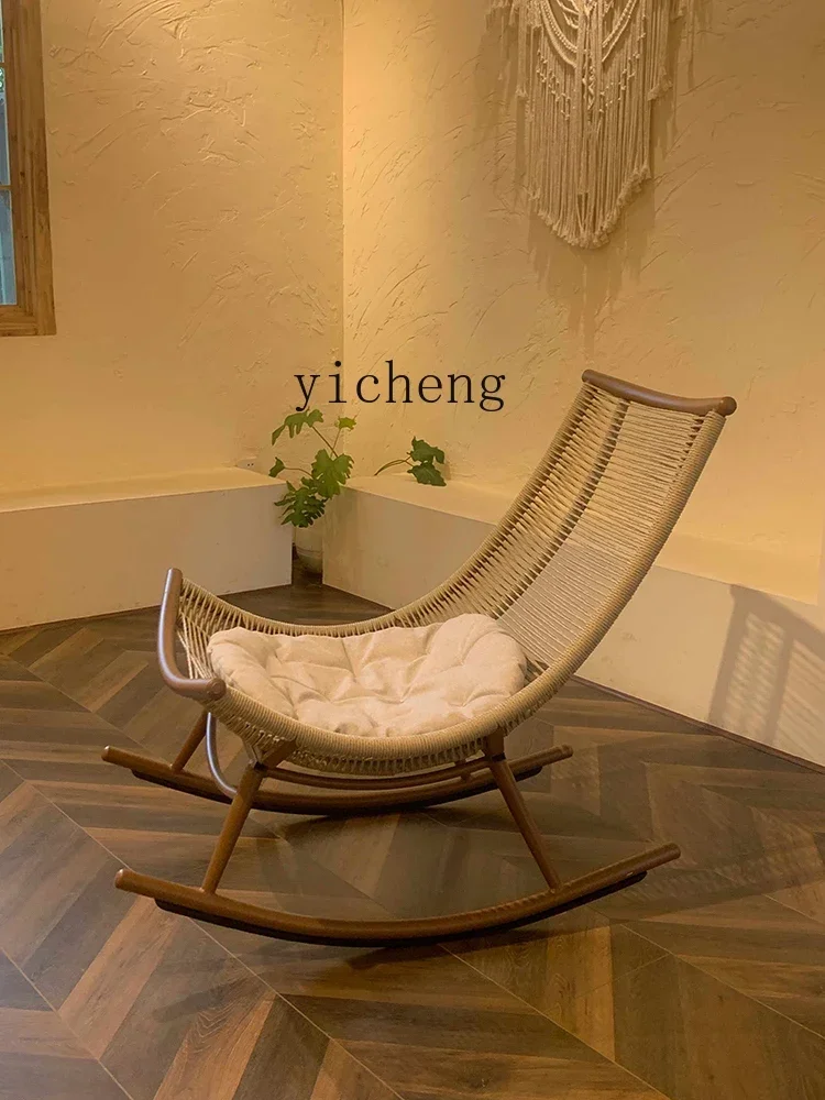 a1 living room balcony casual nap chair new Chinese lazy happy chair light luxury outdoor rocking chair home accessories