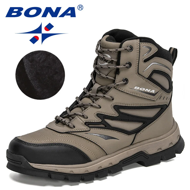 

BONA 2023 New Designers Nubuck Winter Plush Boots Men Working Shoes Outdoor Hiking Warm Boots Man High Top Anti-Slip Footwear