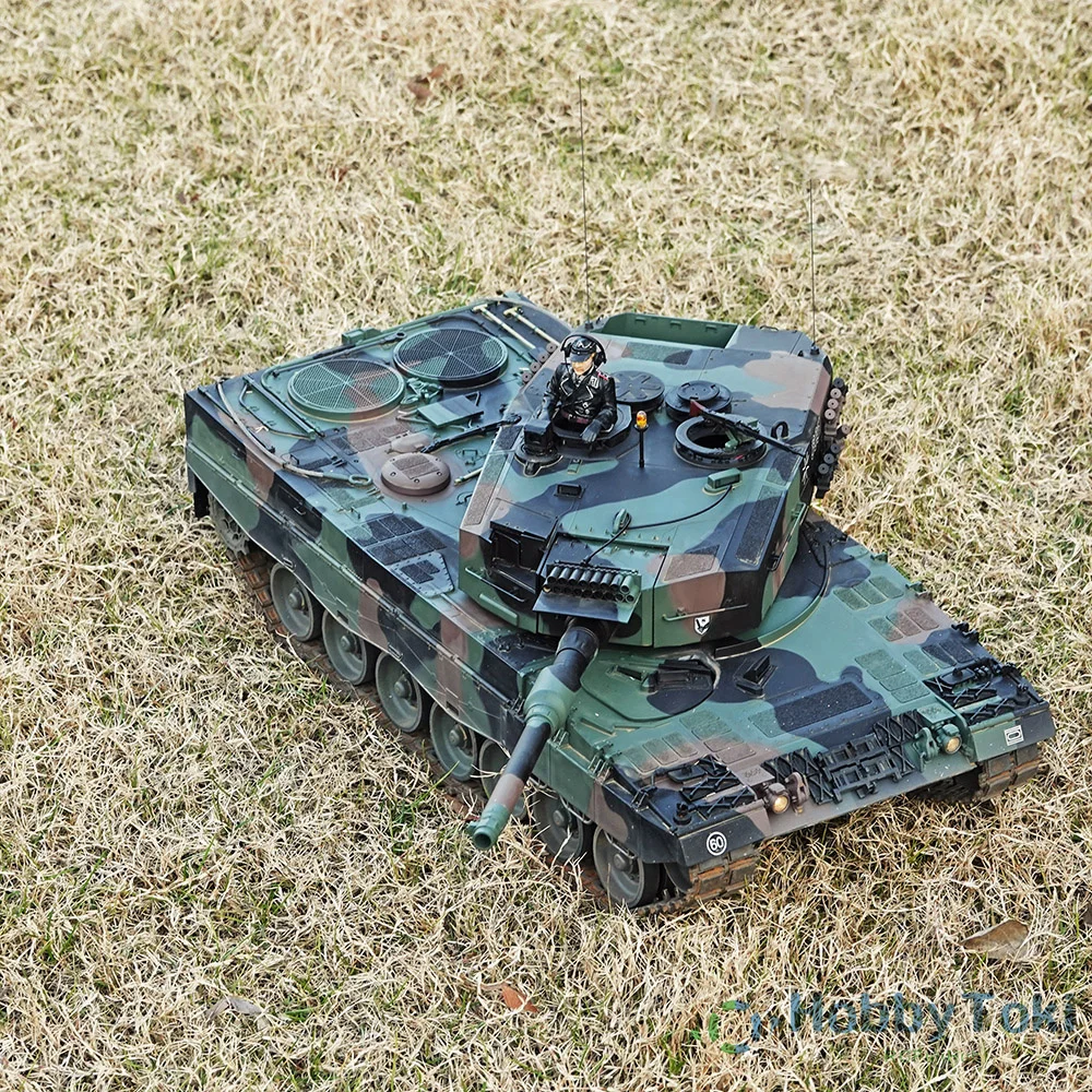 Novo 1/16 alemanha leopardo 2a4 rc tanque de batalha mundial militar ww2 fumaça & som remoto 2.4g l2a4 camuflagem de alta qualidade hobbytoki