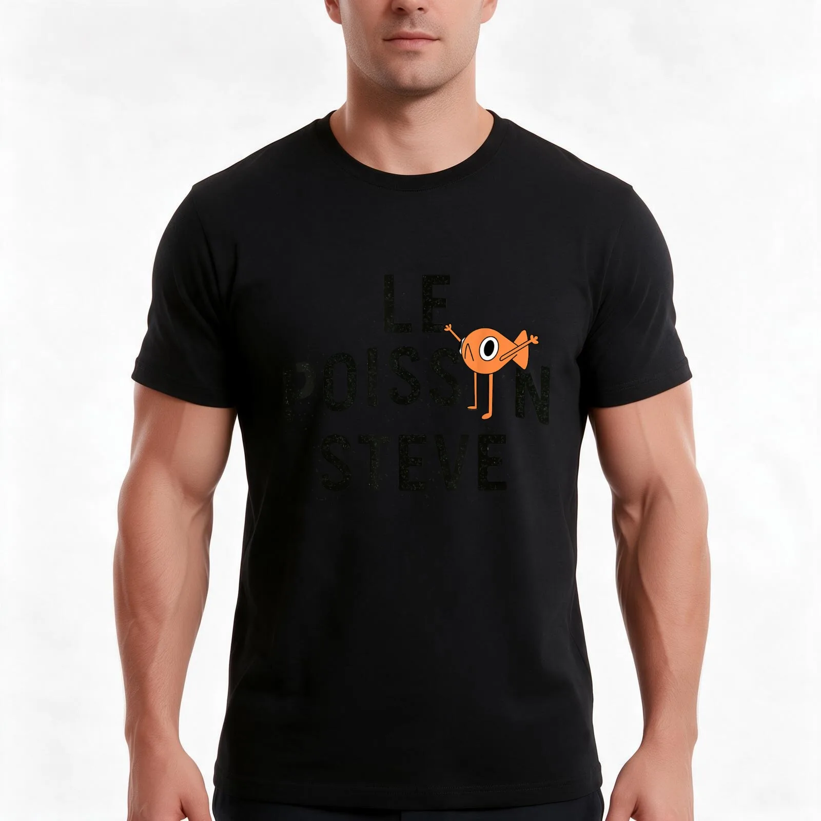 2025 Funny Fish Le Poisson Steve T-Shirt, Summer Casual Cotton Tee, Oversized Streetwear Tops, Vintage Graphic Print