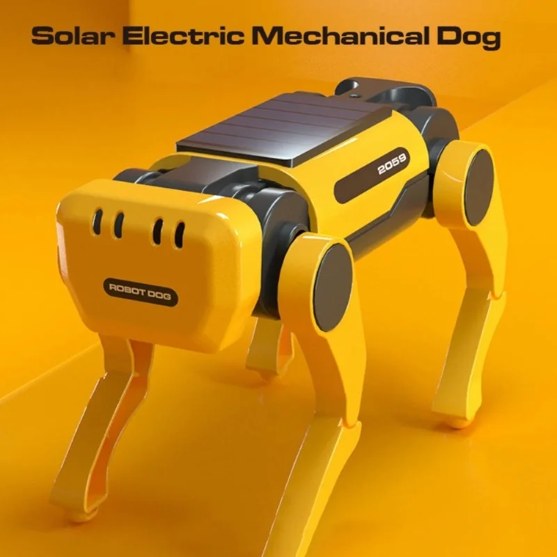 Inteligente biônico quatro pernas cão robô modelo solar elétrico brinquedo mecânico quebra-cabeça montagem brinquedos para aniversário das crianças e