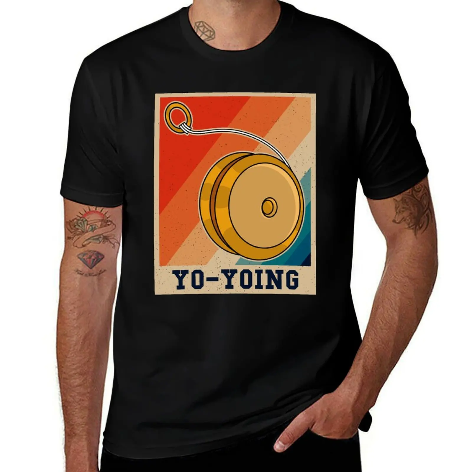 

retro yoyo world, nostalgic art T-Shirt man t shirt heavy cotton funny t shirts cotton T-shirt