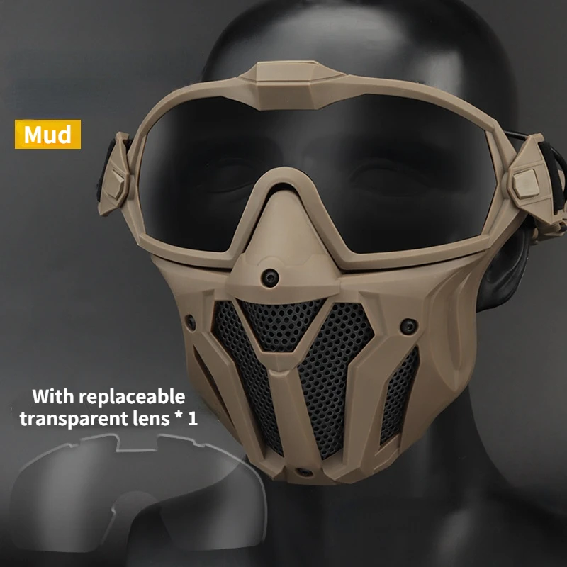 Airsoft Mask Detachable Goggles with Anti-fog Fan Tactical Paintball Protective Full Face Mask Shooting Goggles Masks