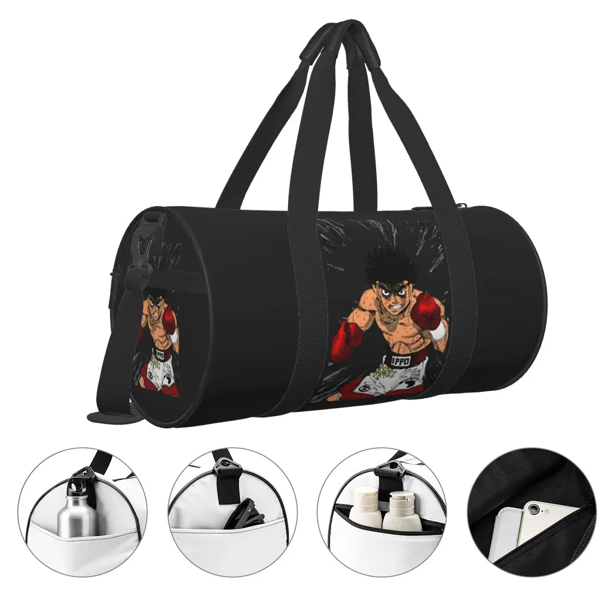 H-Hajimes No Ippo Gym Bag Classic Anime Training Sports Bags Men\'s Custom Large Capacity Graphic Fitness Bag Weekend Handbags