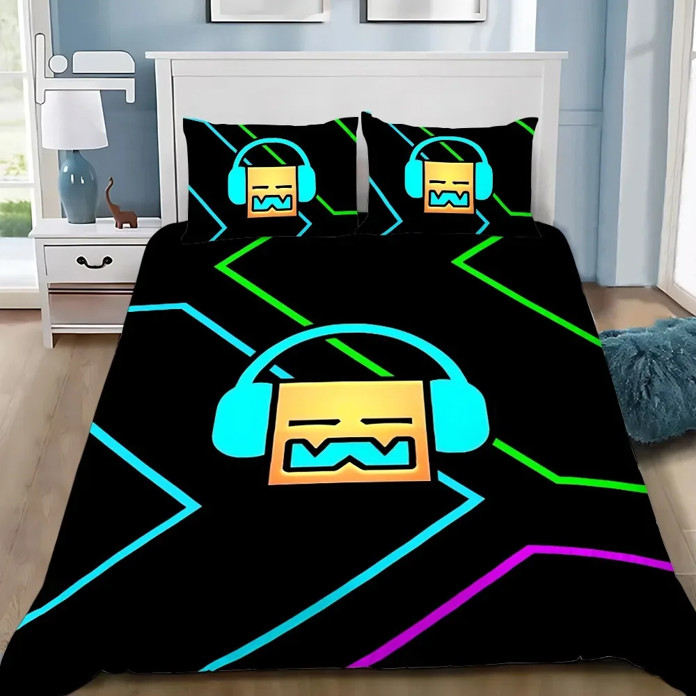 Video Game Duvet Pillowcase Bedding Set Adult Boy G-Geometry Dash Girl Bedroom Decoration Children Gift Single Double Large Size