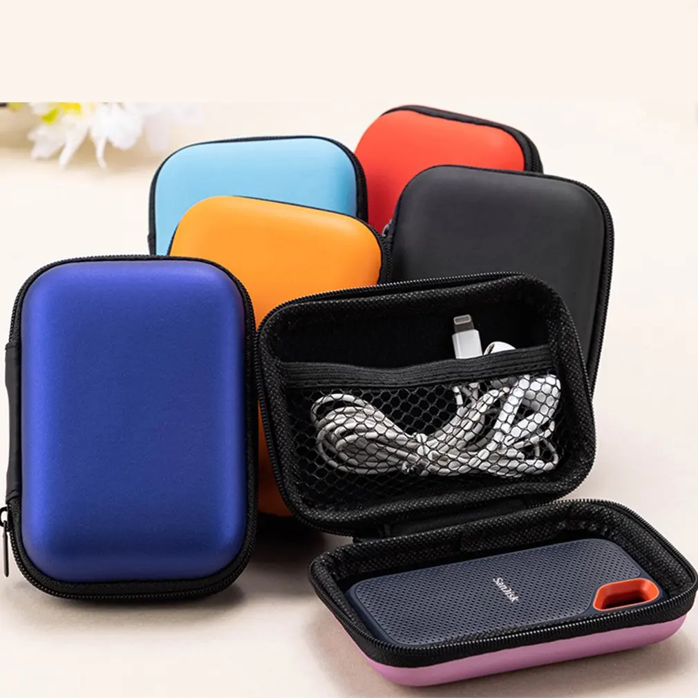 2023 Portable 7 Color Headphone Data Cable Storage Case Charger Power Bank Rectangular Box EVA Zipper Bag Pocket Pouch