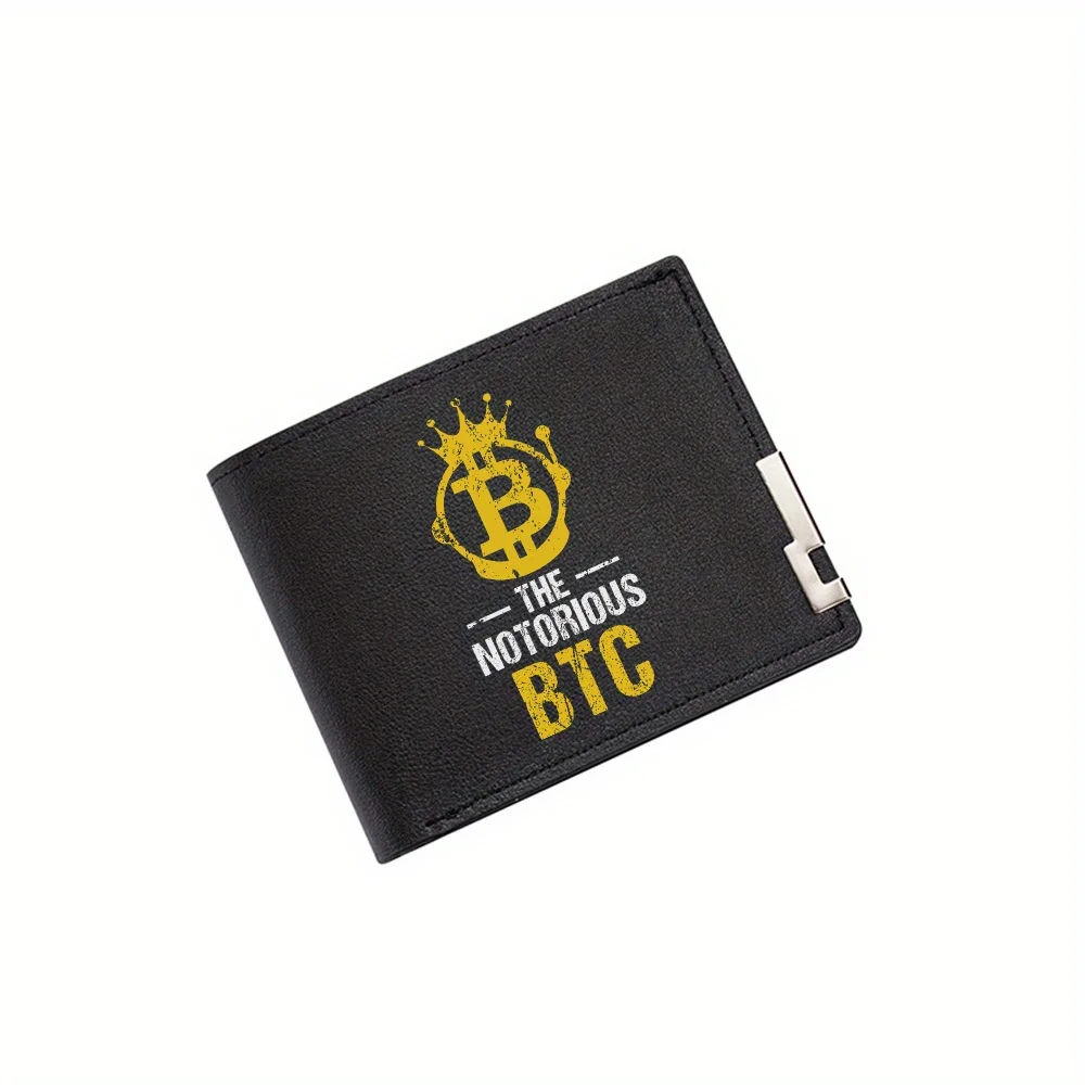

Дизайн биткойн-короны, листовой дизайн мужского кошелька BTC с принтом, простой современный стильный деловой кошелек, Рождество отца и бойфренда