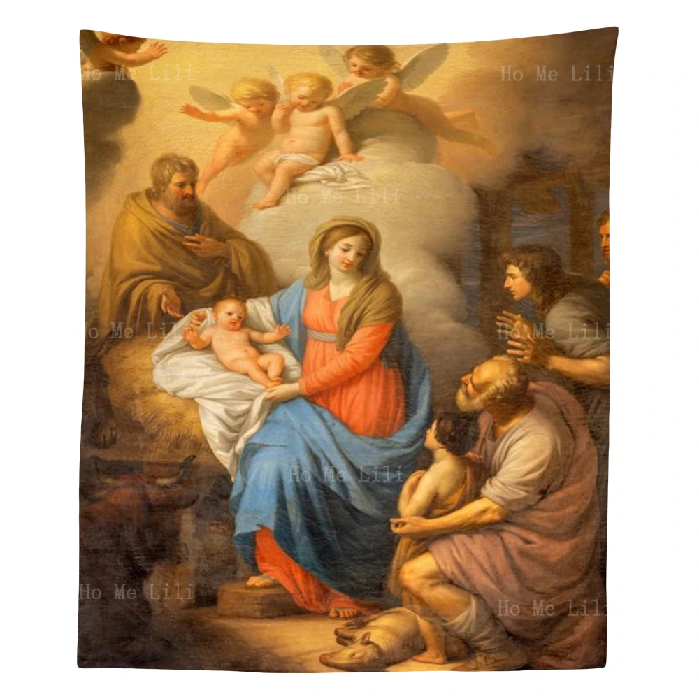 The Birth Of Jesus And Saint Moses & Anba Abraam Coptic Orthodox Church Tapestry For Livingroom Decor