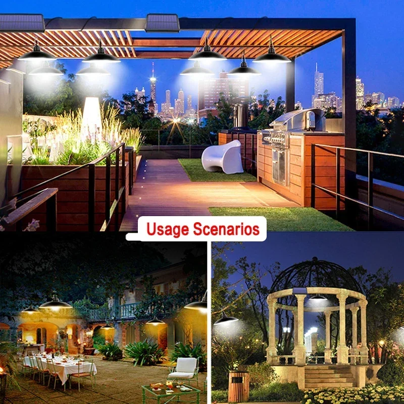 Lampada a sospensione solare IP65 lampada a energia solare a Led impermeabile con lampadario telecomandato campeggio luci a sospensione da giardino all'aperto