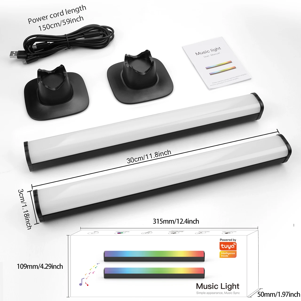 Imagem -06 - Wifi Rgb Fluxo de Luz Led Bluetooth Desktop Decoração Luzes Quarto tv Jogo Fundo Atmosfera Iluminação Noturna Detecção Música