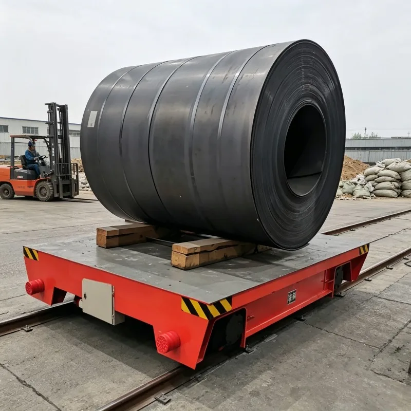 Heavy Duty Rail Electric Transfer Trolley 50 Ton Battery Powered Steel Wheel Flatbed Cart for Industrial Slab Mold Material Tran