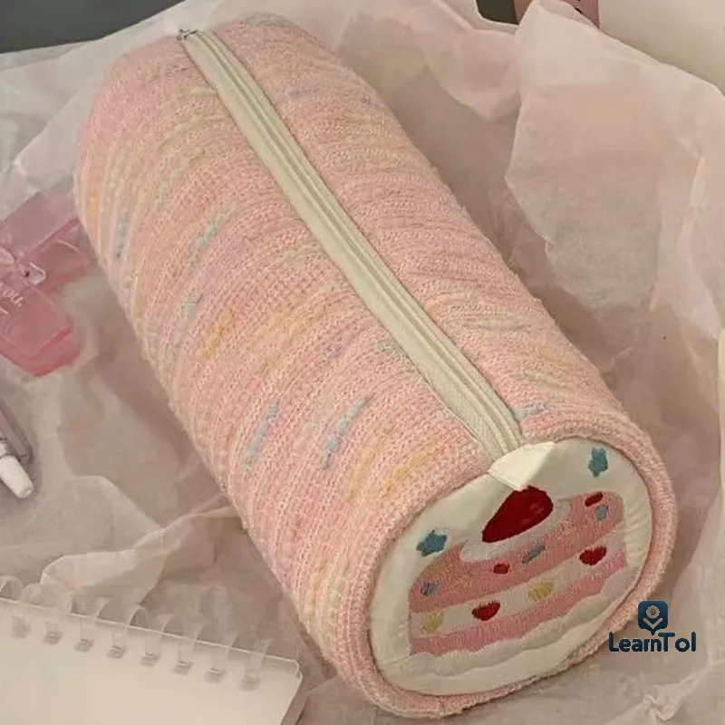 Pencil Cases Back to School Kawaii Stationery Supplies Cute Pouch Desk Organizer Strawberry Cake Makeup Bag Korean Stationary