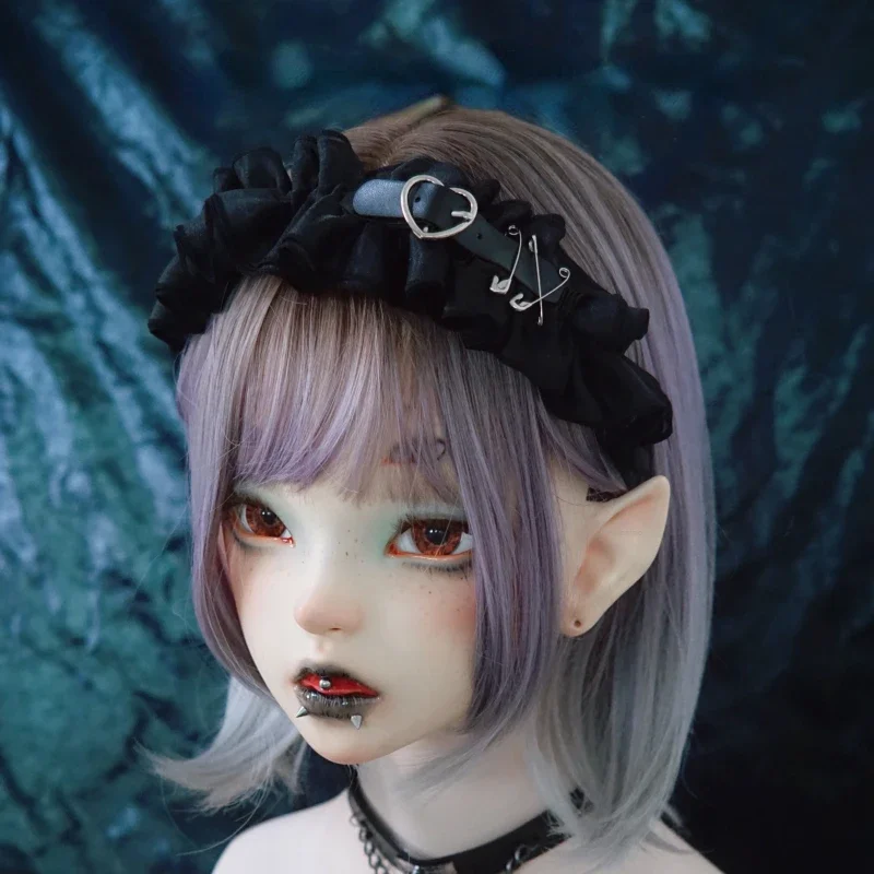 

Original Handmade Gothic Lolita Hair Hoop Y2k Black Metal Buckle Ruffles Headwear Girls Harajuku Sweet Headband Accessories Gift