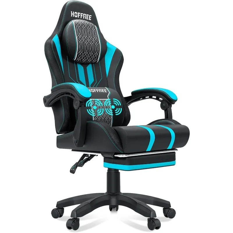 Gaming Chair Massage Big and Tall Gaming Chairs with Footrest 400lb Game Chair for Adults Heavy People Computer Chair Ga