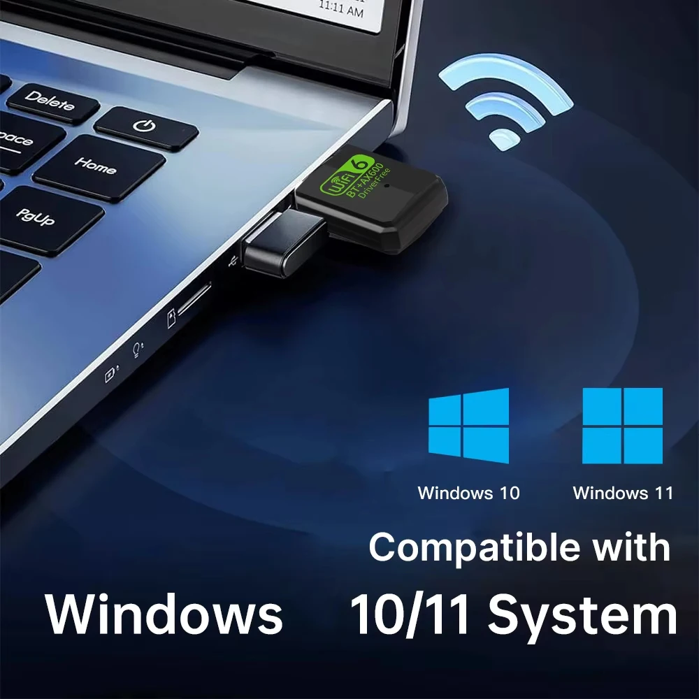 AX600 Bluetooth 5.4 USB WiFi 6 Adaptador 2 em 1 Dongle Dual Band 2.4G e 5GHz Receptor sem fio de placa de rede para Windows 10/11