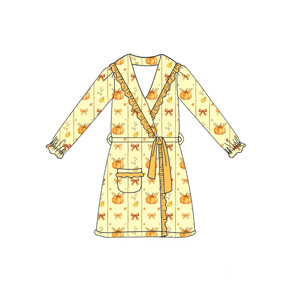 Thanksgiving Girl Children's Clothing Set Pumpkin & Maple Leaf Print Short-Sleeved Top with Long-Sleeved Bottom Outfit for Kids