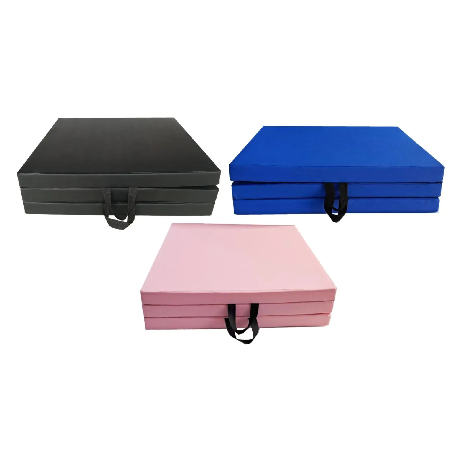 

Tri Fold Folding Exercise Mat Yoga Mat PU Leather Nonslip Mma with Handles