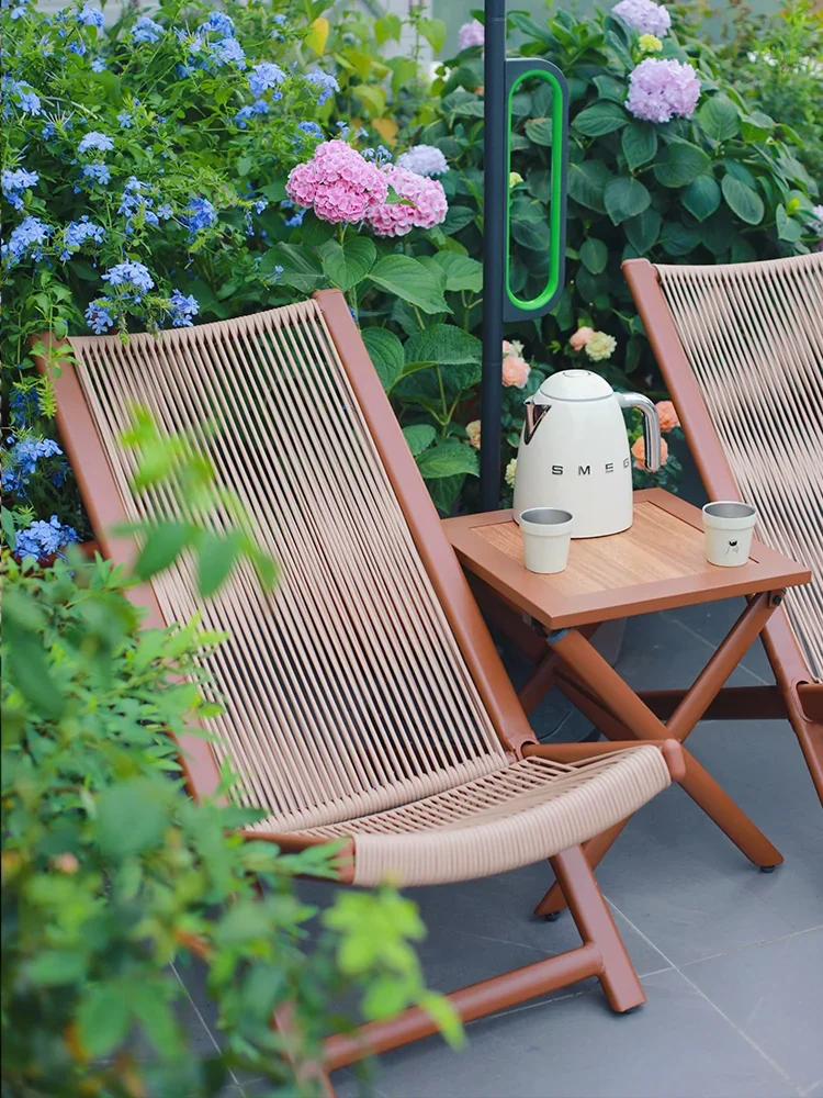 New Chinese rattan chair courtyard outdoor table and chairs