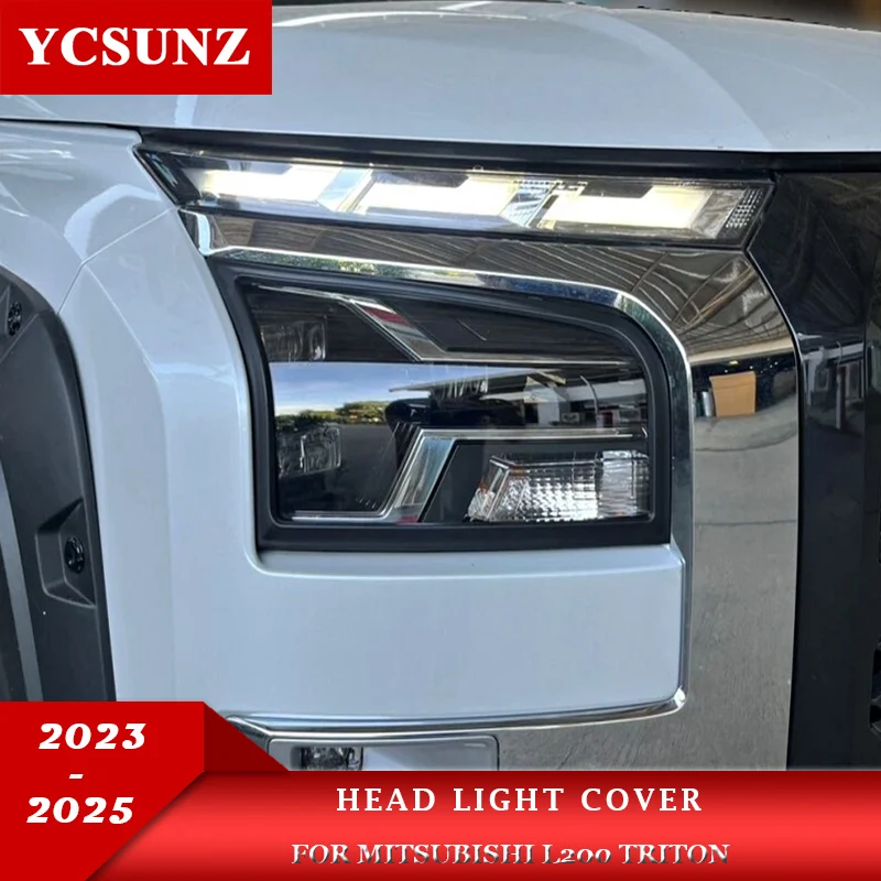 

Матовый черный чехол на фару для Mitsubishi L200 Triton 2023 2024 2025 пикап автомобильные аксессуары YCSUNZ