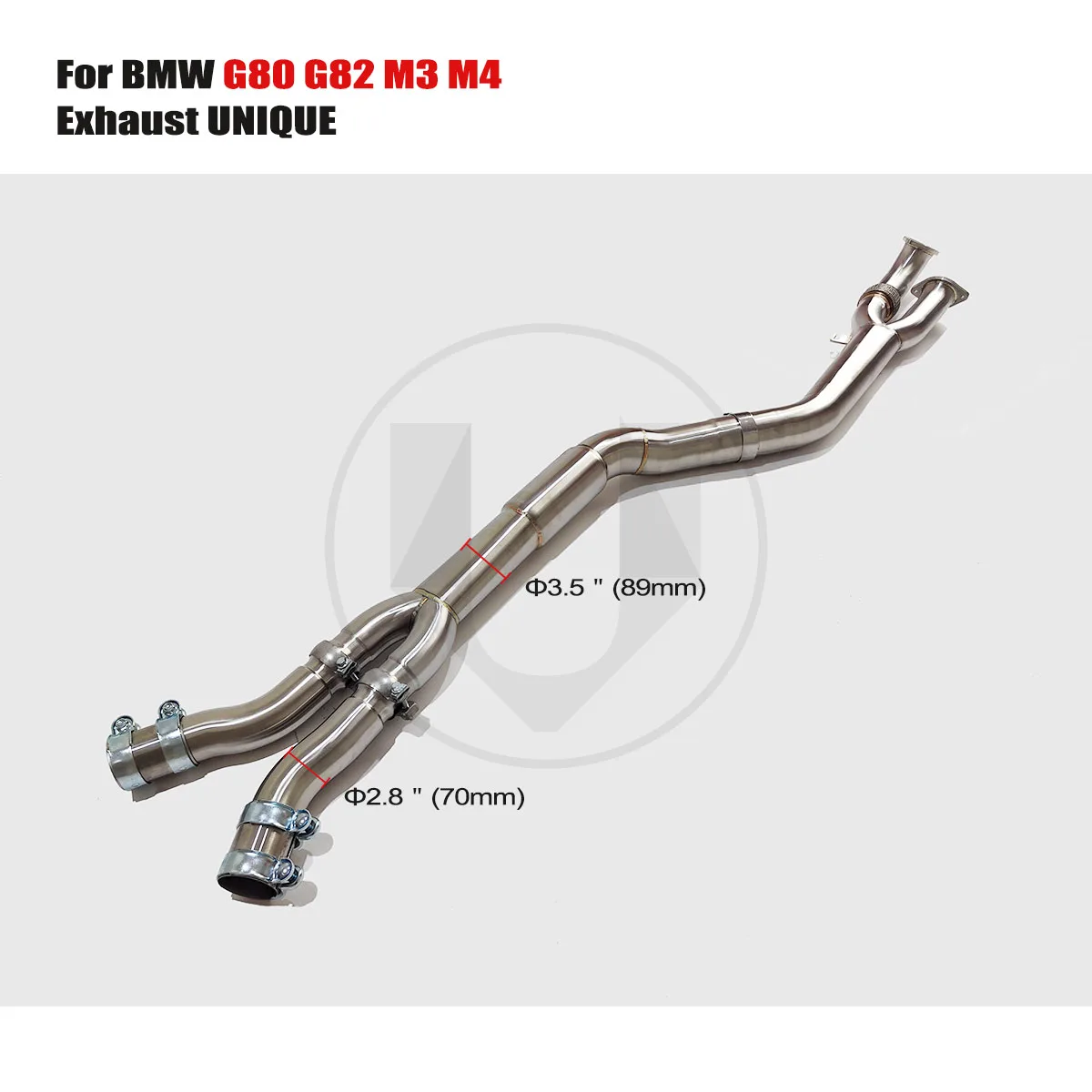 UNIQUE Exhaust Pipe Single Mid Pipe 89mm with Resonator for 2021+ Bmw g80 g82 m3 m4 s58 3.0T SS304 Performance Exhaust Systems