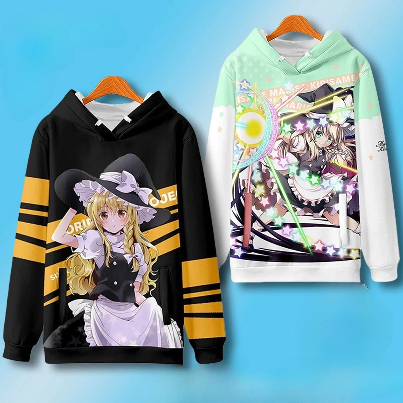 Moletom com capuz de cosplay da personagem Kirisame Marisa do anime TouHou Project, para mulheres e homens, estilo Harajuku, roupa de rua, hip hop, ja