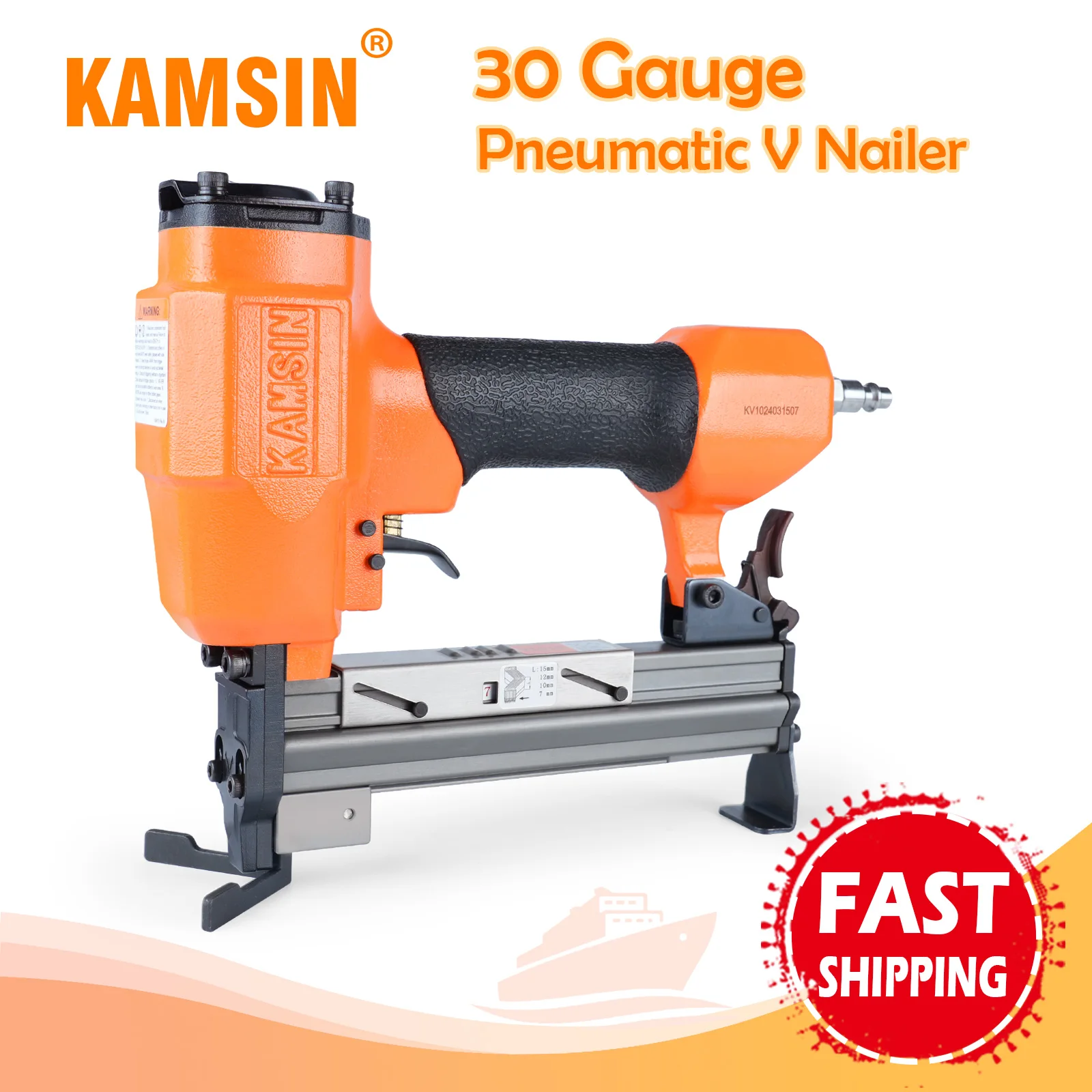 KAMSIN-Pneumatic V-NAILER Joining Gun, 30 Gauge, 7-15mm Leg Length, V Nails Framing Joiner, Frame Stapler, V1015 V Nailer