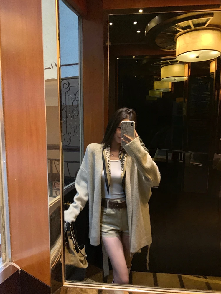 

ONE Lazy Sle Loose Fit Soft Versatile Sweater Cardigan Women's Casual Knittedwear Comfortable Long Sve Color