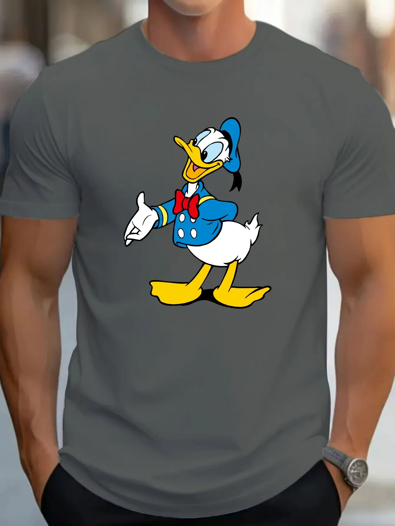 Disney T-Shirts Classic Donald Duck Printed Men\'s Casual T-shirt Cool Fitting Bottoming Versatile Spring Summer Tops Clothes