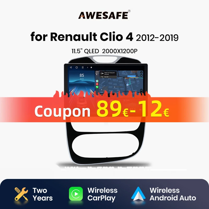 AWESAFE X7 PRO 11.5“ 2K AI Voice Wireless CarPlay Android Auto Car Radio for Renault Clio 4 ZOE 2012-2019 Multimedia autoradio