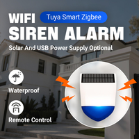 Tuya Smart Zigbee/Wifi Siren Alarm Waterproof Outdoor, Remote Control, Solar/USB Power, 95dB Loud Alarm IPXS Waterproof App
