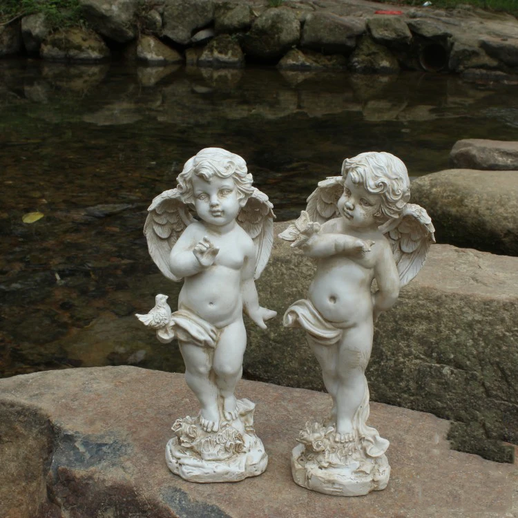 2PCS Resin Angel Statue Accessories Home Livingroom Table Sculpture