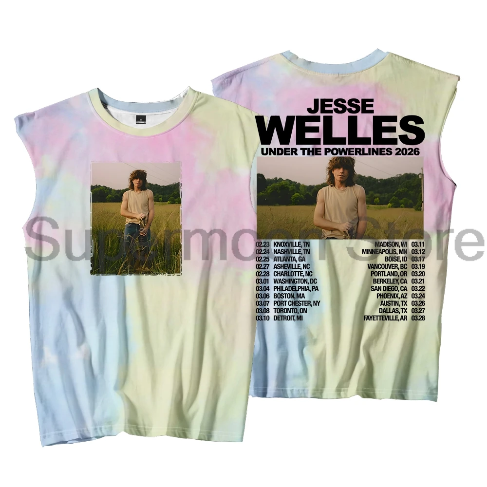 Jesse Welles Under The Powerlines Tour 2026 Tank Tops Unisex Sleeveless Vest Women Men Outdoor Streetwear Tops