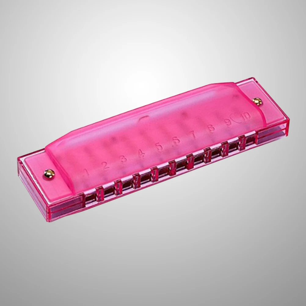 

10 Hole Plastic Harmonica Instrument For Blues Folk Pop Music Kids Beginner Educational Gift Small Size Streamlined Design