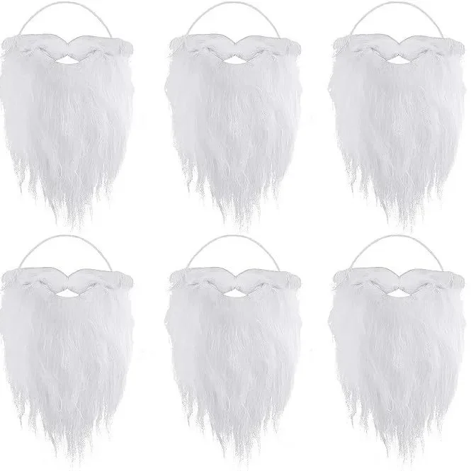 Santa Beard Christmas Costume Santa Claus White Self Adhesive Fake Mustache Beard Funny Santa Beard Costume Accessories White